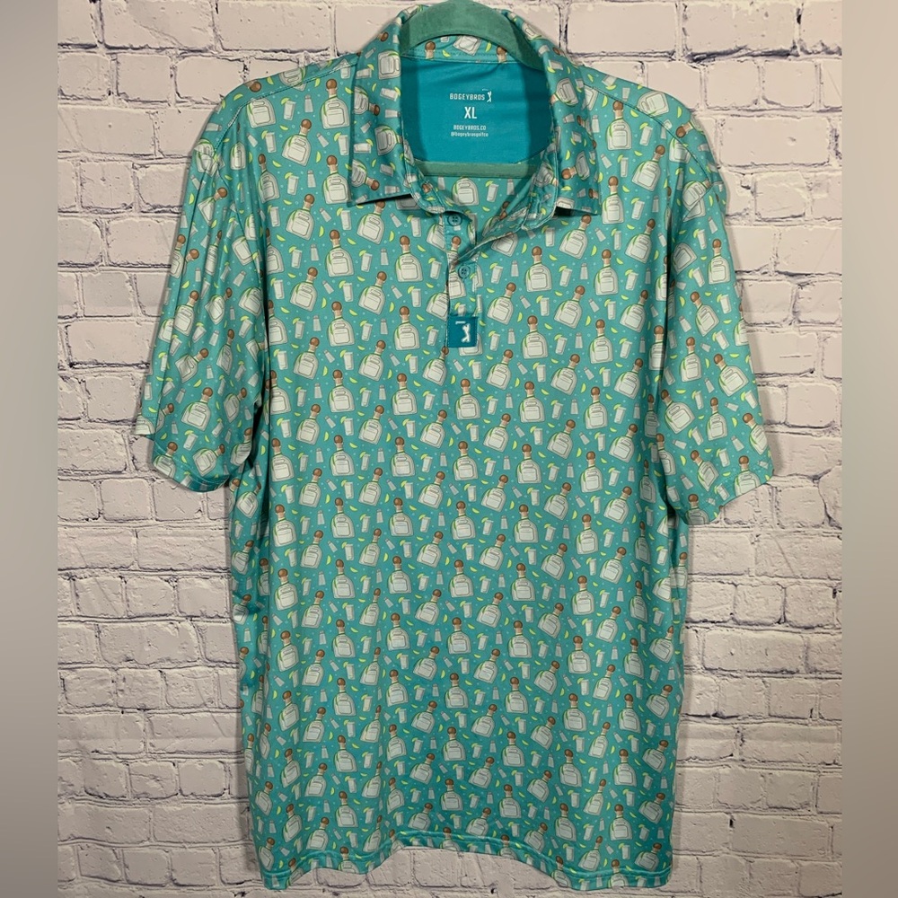Bogey Bros "Tequila" Golf Polo Blue Short Sleeve Size XL Golf Prep Preppy Casual